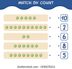 Match by count of cartoon melon. Match and count game. Educational game for pre school years kids and toddlers