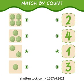 Match by count of cartoon melons. Match and count game. Educational game for pre shool years kids and toddlers