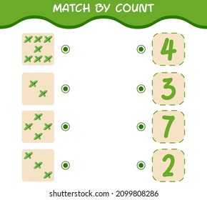 Match by count of cartoon mint leaf. Match and count game. Educational game for pre shool years kids and toddlers
