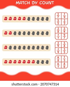 Match by count of cartoon mitten. Match and count game. Educational game for pre shool years kids and toddlers