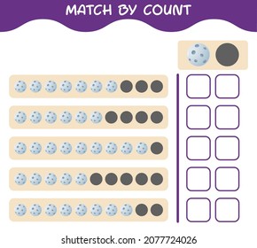Match by count of cartoon moon. Match and count game. Educational game for pre shool years kids and toddlers