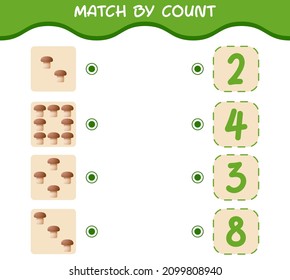 Match by count of cartoon mushroom. Match and count game. Educational game for pre shool years kids and toddlers