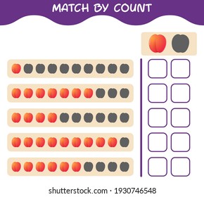 Match by count of cartoon nectarine. Match and count game. Educational game for pre shool years kids and toddlers