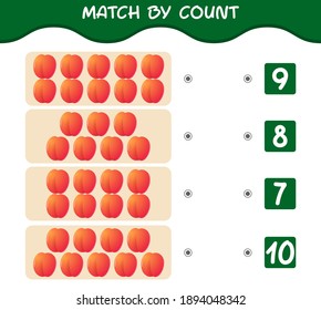 Match by count of cartoon nectarines. Match and count game. Educational game for pre shool years kids and toddlers