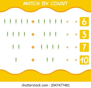 Match by count of cartoon okra. Match and count game. Educational game for pre shool years kids and toddlers