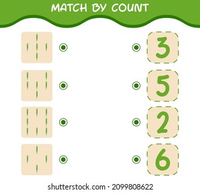 Match by count of cartoon okra. Match and count game. Educational game for pre shool years kids and toddlers
