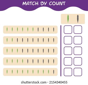 Match by count of cartoon okra. Match and count game. Educational game for pre shool years kids and toddlers