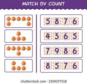 Match by count of cartoon onion. Match and count game. Educational game for pre shool years kids and toddlers