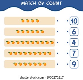 Match by count of cartoon orange. Match and count game. Educational game for pre school years kids and toddlers