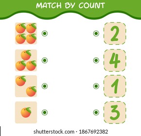 Entspricht der Anzahl der Cartoon-Orangen. Match and count Game. Erziehungsspiel für Kinder und Kleinkinder im Vorschulalter