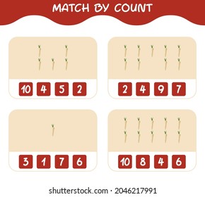Match by count of cartoon parsnip. Match and count game. Educational game for pre shool years kids and toddlers