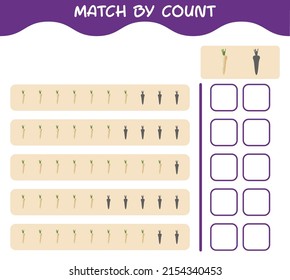 Match by count of cartoon parsnip. Match and count game. Educational game for pre shool years kids and toddlers