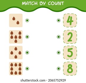 Match by count of cartoon pine cone. Match and count game. Educational game for pre shool years kids and toddlers