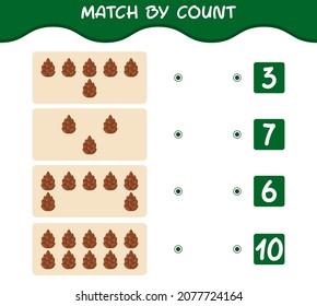Match by count of cartoon pine cone. Match and count game. Educational game for pre shool years kids and toddlers