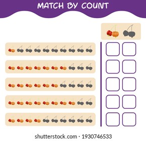 Match by count of cartoon pitanga. Match and count game. Educational game for pre shool years kids and toddlers