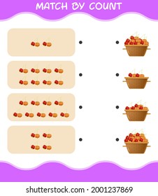 Match by count of cartoon pitanga. Match and count game. Educational game for pre shool years kids and toddlers