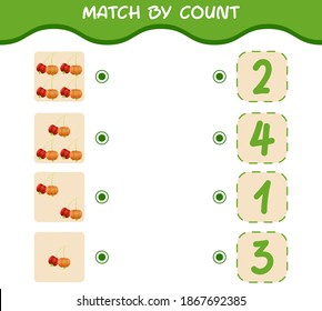 Match by count of cartoon pitangas. Match and count game. Educational game for pre shool years kids and toddlers