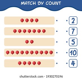 Match by count of cartoon pomegranate. Match and count game. Educational game for pre school years kids and toddlers