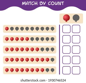 Match by count of cartoon pomegranate. Match and count game. Educational game for pre shool years kids and toddlers