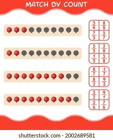 Match by count of cartoon pomegranate. Match and count game. Educational game for pre shool years kids and toddlers