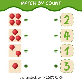 Match by count of cartoon pomegranates. Match and count game. Educational game for pre shool years kids and toddlers