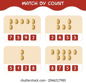 Match by count of cartoon potato. Match and count game. Educational game for pre shool years kids and toddlers