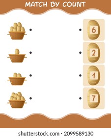 Match by count of cartoon potato. Match and count game. Educational game for pre shool years kids and toddlers