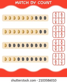 Match by count of cartoon potato. Match and count game. Educational game for pre shool years kids and toddlers