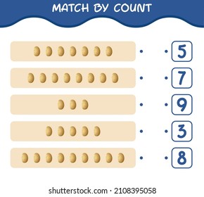 Match by count of cartoon potato. Match and count game. Educational game for pre shool years kids and toddlers