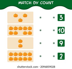 Match by count of cartoon pumpkin. Match and count game. Educational game for pre shool years kids and toddlers