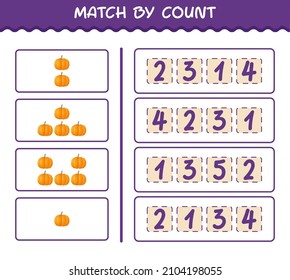 Match by count of cartoon pumpkin. Match and count game. Educational game for pre shool years kids and toddlers