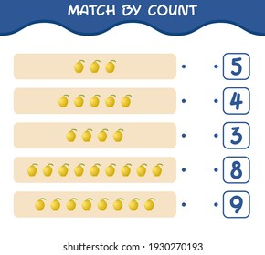 Match by count of cartoon quince. Match and count game. Educational game for pre school years kids and toddlers