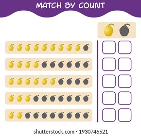 Match by count of cartoon quince. Match and count game. Educational game for pre shool years kids and toddlers