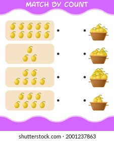 Match by count of cartoon quince. Match and count game. Educational game for pre shool years kids and toddlers