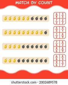 Match by count of cartoon quince. Match and count game. Educational game for pre shool years kids and toddlers