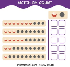 Match by count of cartoon rambutan. Match and count game. Educational game for pre shool years kids and toddlers