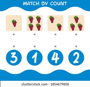 Match by count of cartoon red grapes. Match and count game. Educational game for pre shool years kids and toddlers