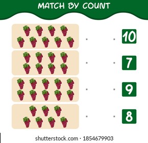 Match by count of cartoon red grapes. Match and count game. Educational game for pre shool years kids and toddlers