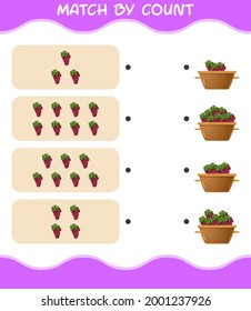 Match by count of cartoon red grape. Match and count game. Educational game for pre shool years kids and toddlers