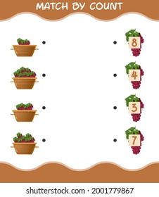 Match by count of cartoon red grape. Match and count game. Educational game for pre shool years kids and toddlers