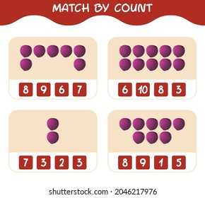 Match by count of cartoon red cabbage. Match and count game. Educational game for pre shool years kids and toddlers