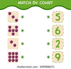 Match nach Anzahl der Cartoon roten Kohl. Match and count Game. Erziehungsspiel für Kinder und Kleinkinder im Vorschulalter