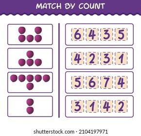 Match by count of cartoon red cabbage. Match and count game. Educational game for pre shool years kids and toddlers