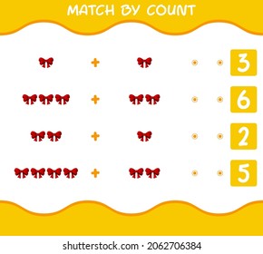 Match by count of cartoon ribbon. Match and count game. Educational game for pre shool years kids and toddlers