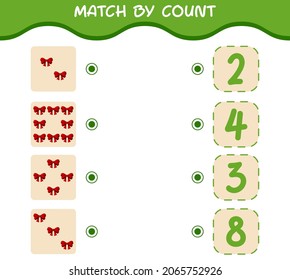 Match by count of cartoon ribbon. Match and count game. Educational game for pre shool years kids and toddlers