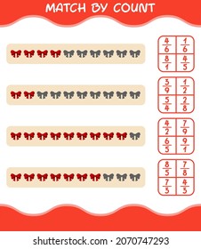 Match by count of cartoon ribbon. Match and count game. Educational game for pre shool years kids and toddlers