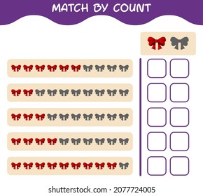 Match by count of cartoon ribbon. Match and count game. Educational game for pre shool years kids and toddlers