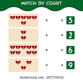 Match by count of cartoon ribbon. Match and count game. Educational game for pre shool years kids and toddlers