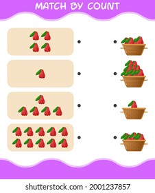 Match by count of cartoon rose apple. Match and count game. Educational game for pre shool years kids and toddlers
