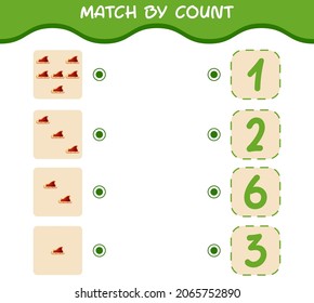 Match by count of cartoon santa sleigh. Match and count game. Educational game for pre shool years kids and toddlers